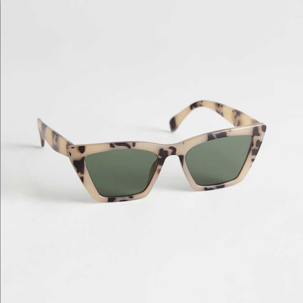& Other Stories tortoiseshell angular cat eye sunglasses with protective bag